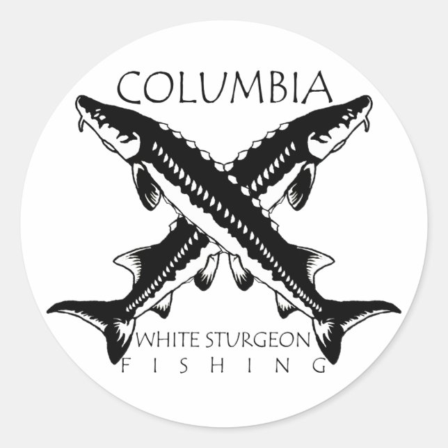 Kolumbien-White-Sturgeon-Fischerei - Schwarz Runder Aufkleber (Vorderseite)