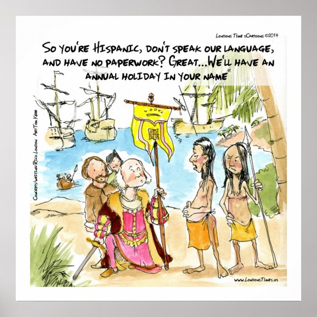Kolumbus Immigranten nach Amerika Witziges Poster (Vorne)