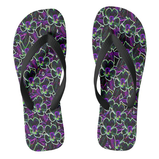 Kolumbus in Neon-Muster-Blume Flip Flops (Fußbett)