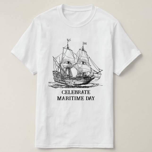 Kolumbus Karavellen Schiff T-Shirt (Design vorne)