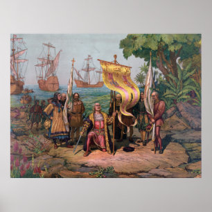 Kolumbus Landing in America Painting (1892) Poster