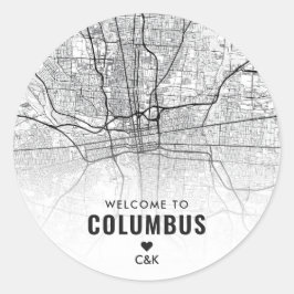 Kolumbus, Ohio City Map | Begrüßung Runder Aufkleber
