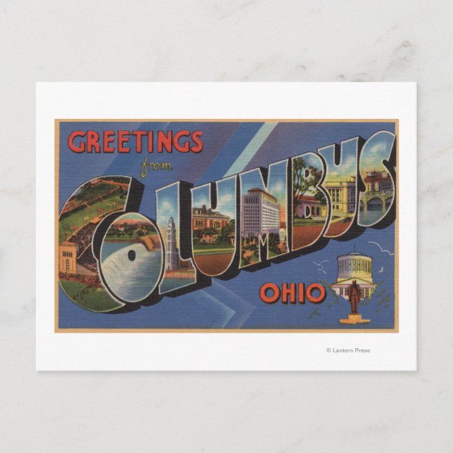 Kolumbus, Ohio - Große Buchstabenszenen Postkarte (Vorderseite)