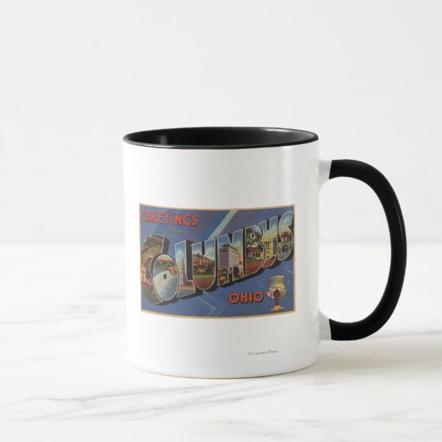 Kolumbus, Ohio - Große Buchstabenszenen Tasse (Rechts)
