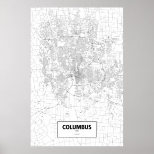 Kolumbus, Ohio (schwarz auf weiß) Poster