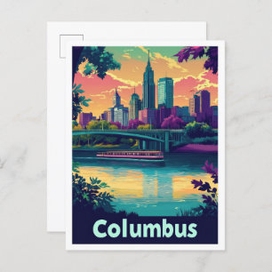Kolumbus Ohio Vintage Reise Illustration Postkarte
