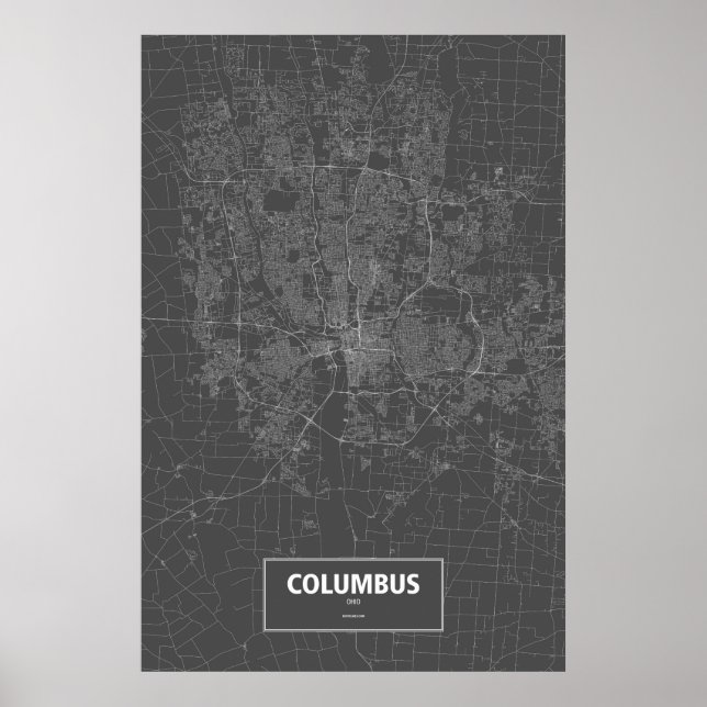 Kolumbus, Ohio (weiß auf schwarz) Poster (Vorne)
