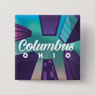 Kolumbus Ohio Wolkenkratzer Reiseplakat drucken. Button