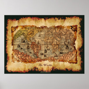 Kolumbus-Zeitalter alter World Map Art Poster
