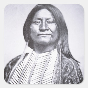KomancheTribesman, 1872 (b/w Foto) Quadratischer Aufkleber