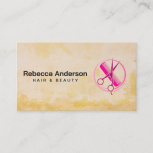 Kombierlogo (Hot Pink Scissor Comb) Hair Stylist Terminkarte