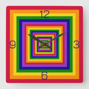 Kombination von Regenbogenfarben/Mischung von gesc Quadratische Wanduhr