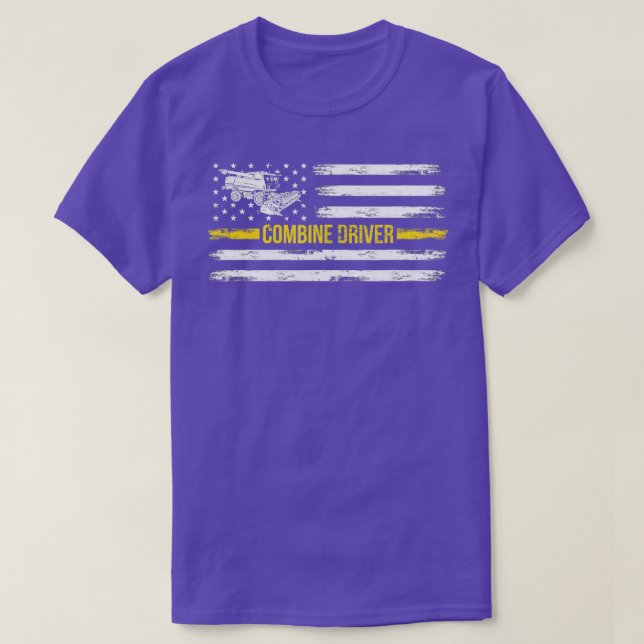 Kombiniert Harvester Driver I American Flag Combin T-Shirt (Design vorne)
