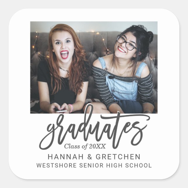 Kombinierter Abschluss mit Foto Quadratischer Aufkleber (Vorderseite)