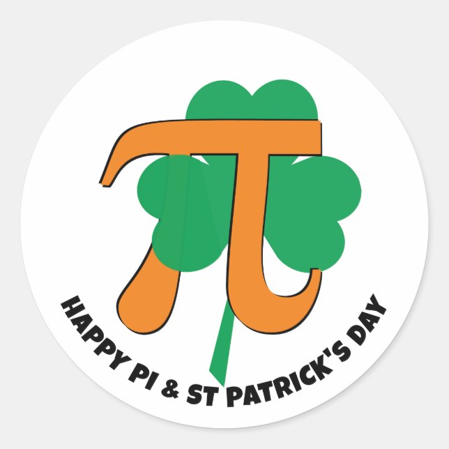 kombinierter PI DAY ST PATRICK'S DAY Runder Aufkleber (Vorderseite)