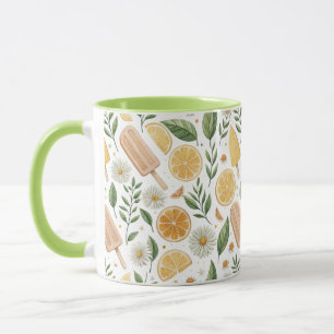 Kombitasse – Zitroneneis und Gänseblümchen-Muster Tasse