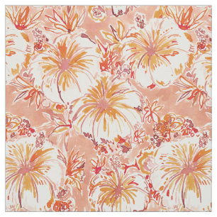 KOMBUCHA-CHA Pfirsich-tropisches Hibiskus-Muster Stoff
