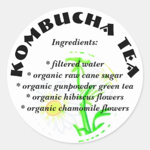 Kombucha Tee - kundenspezifische Runder Aufkleber