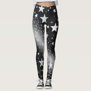 Komfort der Celestis: Weiße Glitzern & Sterne Leggings