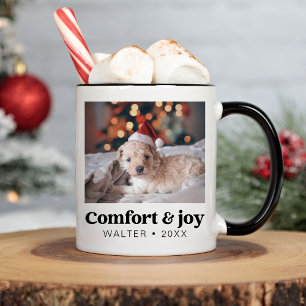 Komfort & Freude Foto und Name Moderne Weihnachten Kaffeetasse