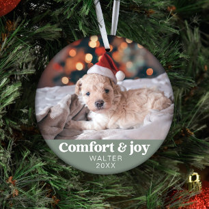 Komfort & Freude Foto und Name Moderne Weihnachten Ornament