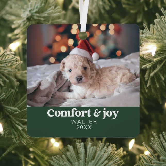 Komfort & Freude Foto und Name Moderne Weihnachten Ornament Aus Metall (InSitu)