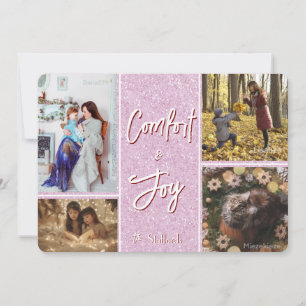 Komfort & Freude in rosa Foto Weihnachtskarte Einladung