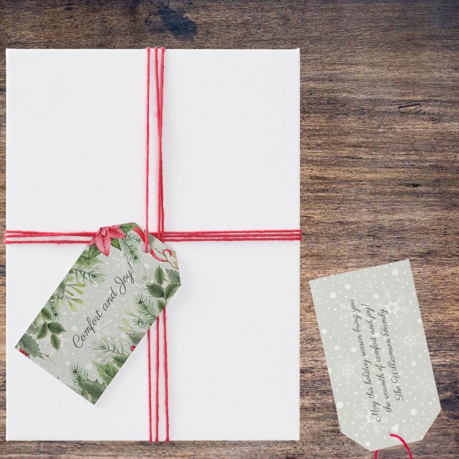 Komfort & Freude Weihnachtsgarland auf Schnee Geschenkanhänger (Double sided. )