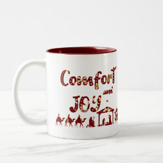 Komfort-und Freude-christlicher WeihnachtsNativity Zweifarbige Tasse