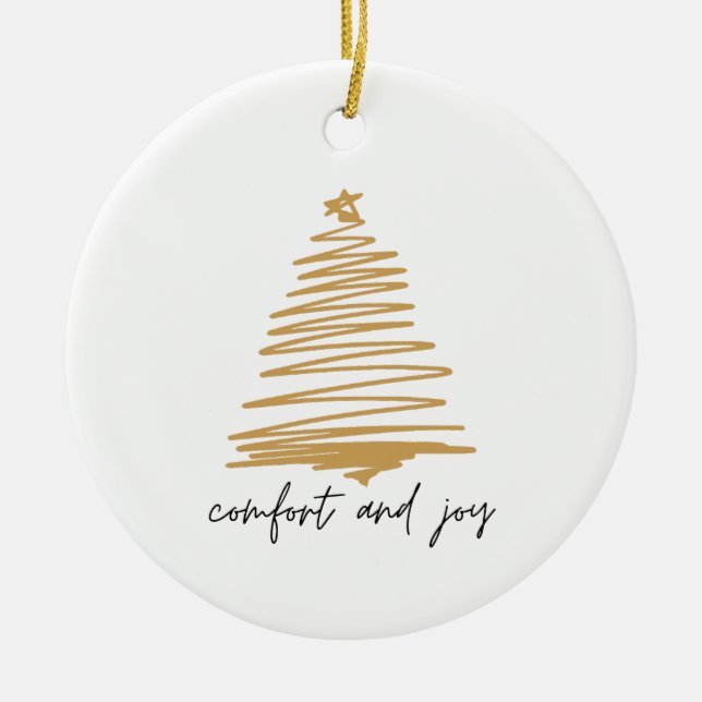 Komfort und Freude Einfache Elegante Weihnachtsfei Keramik Ornament (Vorne)
