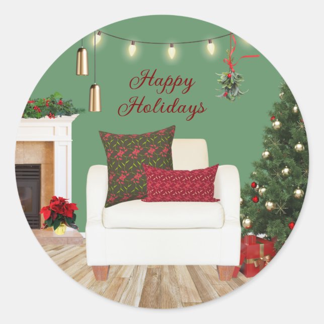 Komfort und Freude im Sessel Runder Aufkleber (Vorderseite)