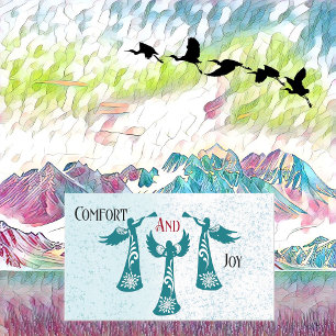 Komfort und Freude Weihnachten Segen Engel beten Rechteckiger Aufkleber