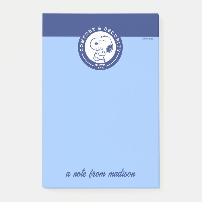 Komfort und Sicherheit | Snoopy & Woodstock Hug Post-it Klebezettel (Vorderseite)