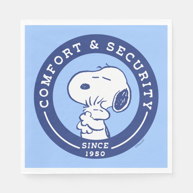 Komfort und Sicherheit | Snoopy & Woodstock Hug Serviette (Vorderseite)