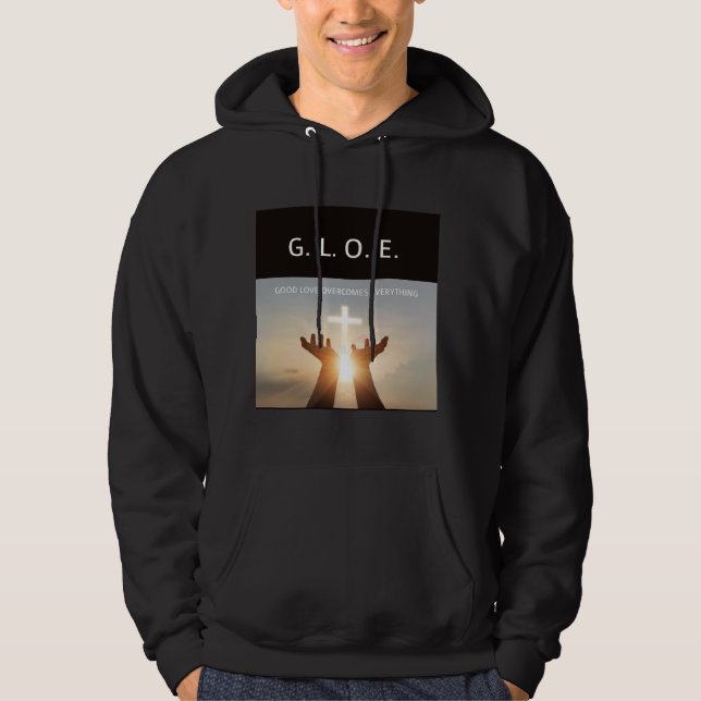 Komfortabler motivierend Schwarz Hoodie (Vorderseite)