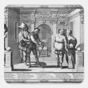 Komiker im Theater des Hotels de Bourgogne Quadratischer Aufkleber