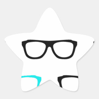komische Brille blau Nerd Stern-Aufkleber