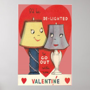 Komische Lustige Lampe Licht Herz Valentinstag Poster