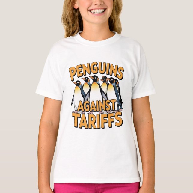 komische Pinguine gegen Zölle widerstehen Proteste T-Shirt (Vorderseite)