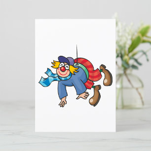 Komischer Clown hängt kopfüber Einladung