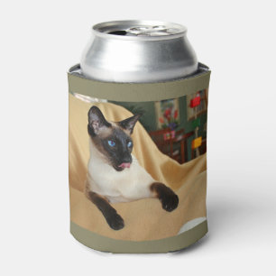 Komischer die Siegel-Punkt-siamesische Katze, die Dosenkühler