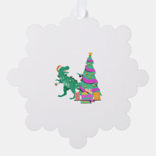 komischer Dinosaurier t rex -Weihnachtsdinosaurier Ornament Karte