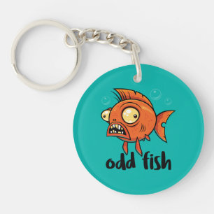 Komischer Fisch Skurriler Lustiger Orange Goldfisc Schlüsselanhänger