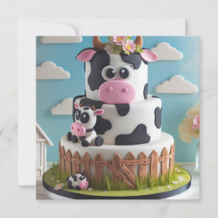 KOMISCHER KUH-GEBURTSTAG-KUCHEN EINLADUNG