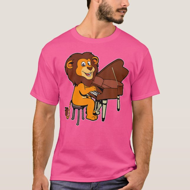 Komischer Löwe spielt Klavier T-Shirt (Vorderseite)