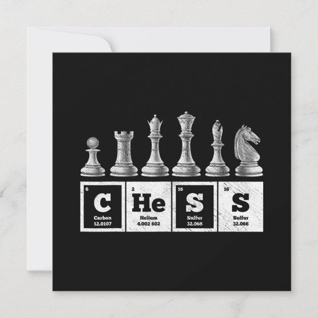 Komischer Schachspieler Geek periodische Systemche Einladung (Vorderseite)