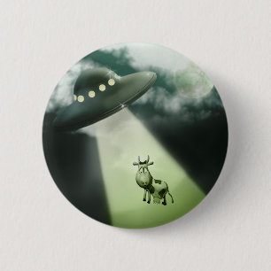Komischer UFO-Kuh-Abduktions-Knopf Button