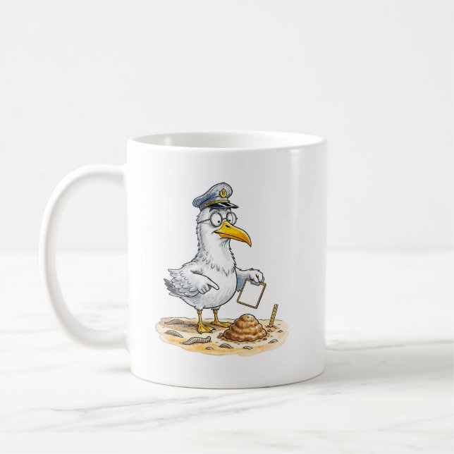 Komischer Vogelwurm-Inspektor Kaffeetasse (Links)