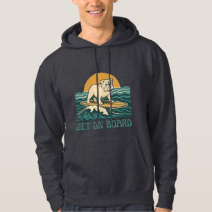 Komm An Bord Surfer Hund Retro Bulldogge Surf Graf Hoodie