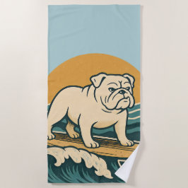 Komm an Bord Surfer Hund Retro Bulldogge Surf Graf Strandtuch